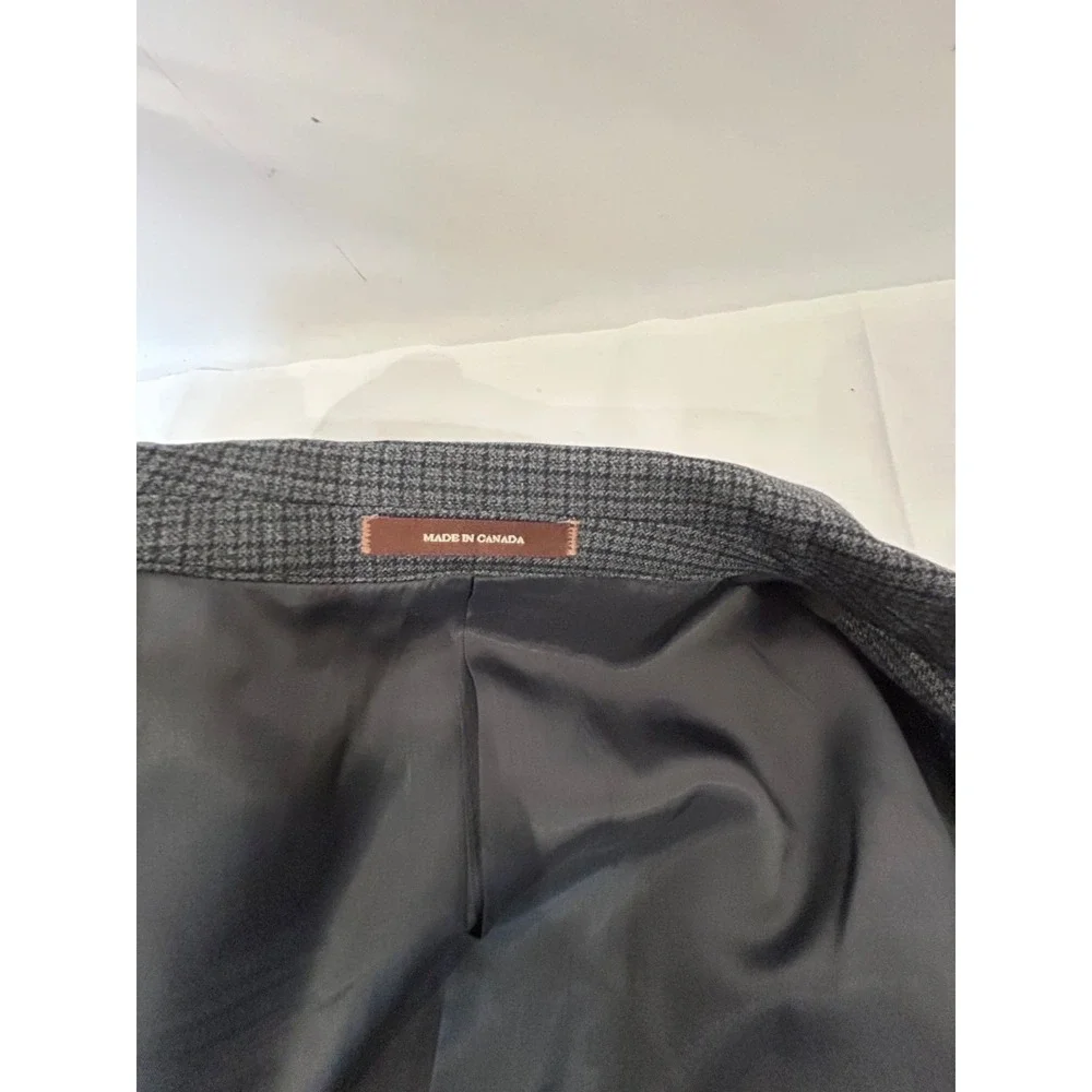 Peter Millar Gray Check Wool 2 Btn Sport Coat Blazer Sz 42R